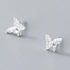 Butterfly Rhinestone Sterling Silver Earring 1 Pair - S925 Silver Earring - Silver - One Size