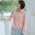 Plain Polo Sweatshirt Pink - One Size