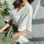 Bare-back Crop Lace Blouse Ivory - One Size