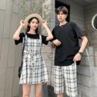 Couple Matching Short-sleeve T-shirt / Shorts / Mock Two Piece Dress