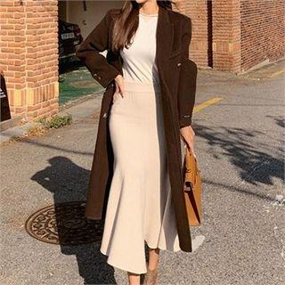 Peak-lapel Double-breasted Wool Coat