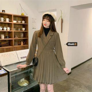 Panel Ruched Pleated Dress