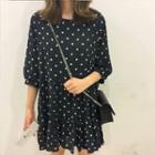 Dotted Elbow-sleeve Dress