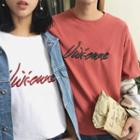 Couple Matching Short-sleeve Lettering Embroidered T-shirt
