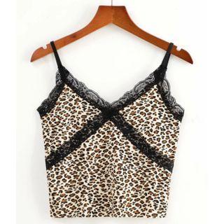 Lace Trim Leopard Print Camisole Top