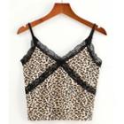 Lace Trim Leopard Print Camisole Top