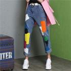 Color Block Printed Jeans