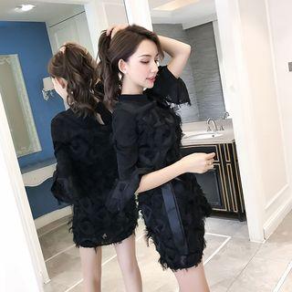 Bell-sleeve Fringe Cocktail Dress