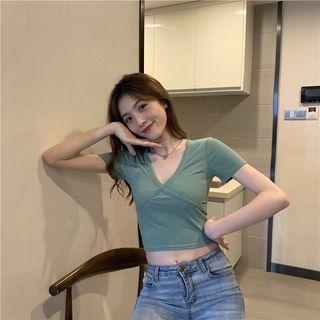 V-neck Cross Cropped Shirt