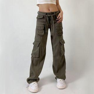 Low-waist Cargo Straight-cut Pants