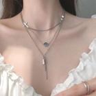 925 Sterling Silver Star & Cross Pendant Layered Choker Necklace