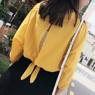 Lace-up Back 3/4-sleeve Top