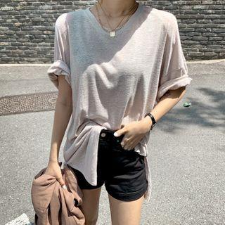 Drop-shoulder Hemp-blend T-shirt