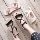 Ruffled Crisscross Ankle-strap Flat Sandals