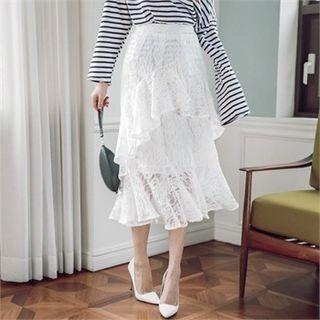 Ruffled Lace Long Skirt