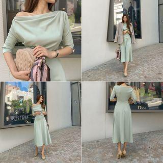 Off-shoulder Flared Long Dress