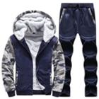 Set: Camouflage Hooded Zip Jacket + Cropped Harem Pants