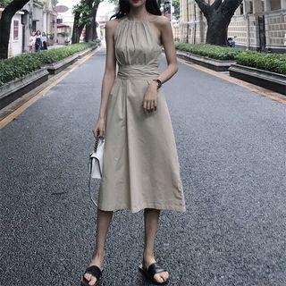 Halter A-line Midi Dress Almond - One Size