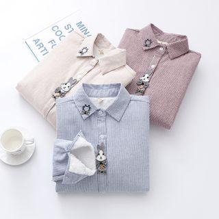 Pinstriped Rabbit Detail Shirt