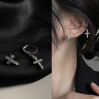 Cross Asymmetrical Alloy Dangle Earring