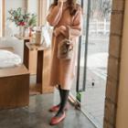 Zip-detail Ribbed Knit Dress Pink - One Size