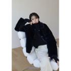 Faux-fur Jacket Navy Blue - One Size