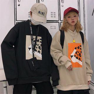 Couple Matching Leopard Print Mock Neck Pullover