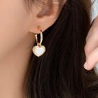 Heart Drop Earring Type A - Love Heart - White - One Size