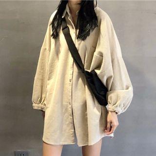 Corduroy Puffy Long-sleeve Shirt