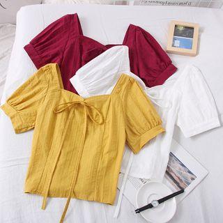 Ribbon-accent Crop Blouse