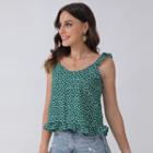 Floral Print Ruffled Trim Camisole Top