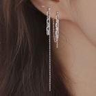 Rhinestone Chained Earring 1 Pair - Silver - One Size