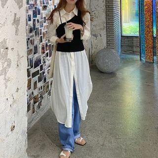 Midi Shirtdress / Knit Camisole Top