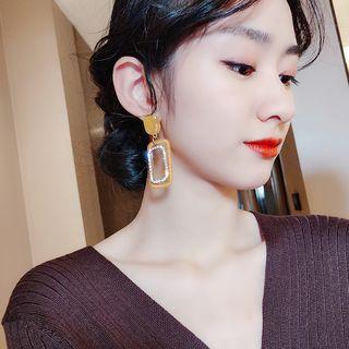 Geometry Dangle Earring E1909 - 1 Pair - Silver Needle - Yellow - One Size