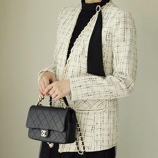 Open-front Pocket-detail Tweed Jacket
