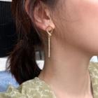 Rhinestone Dangle Earring 1 Pair - Silver Stud - Gold - One Size
