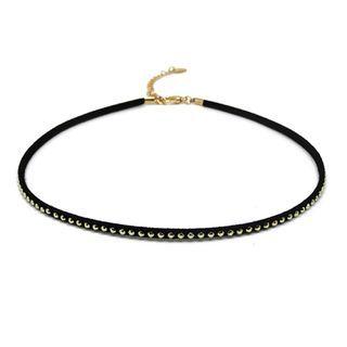 Studded Faux-suede Choker One Size