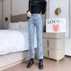 Star Print Cropped Boot-cut Jeans