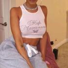 Sleeveless Crew-neck Lettering Print Crop Tank Top