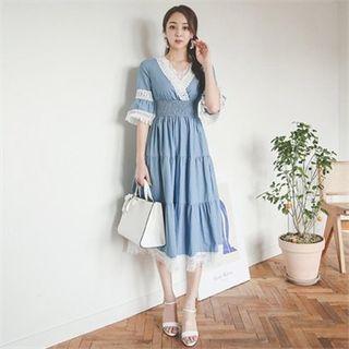 Lace-trim Tiered A-line Dress