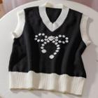 Two Tone Sweater Vest Black - One Size