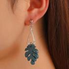 Leaf Drop Earring 01 - 1 Pair - Blue & Silver - One Size