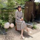 Round-neck Plaid Long Tiered Dress