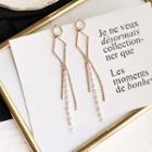 Alloy Fringed Earring 1 Pair - Gold & White - One Size