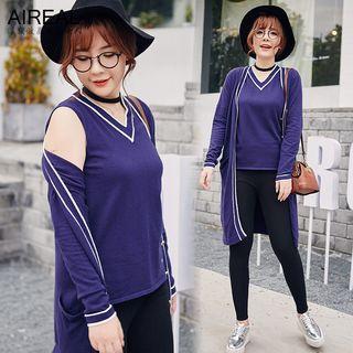 Set: Long Cardigan + Knit Tank Top
