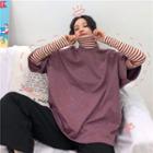 Dotted Elbow-sleeve T-shirt / Mock Neck T-shirt