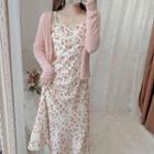 Floral Strappy Midi Dress / Long-sleeve Cardigan