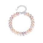 925 Sterling Silver Fashion Elegant Colorful Freshwater Pearl Beaded Bracelet Silver - One Size