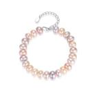 925 Sterling Silver Fashion Elegant Colorful Freshwater Pearl Beaded Bracelet Silver - One Size