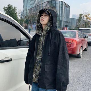 Camouflage Mock Two-piece Hooded Jacket